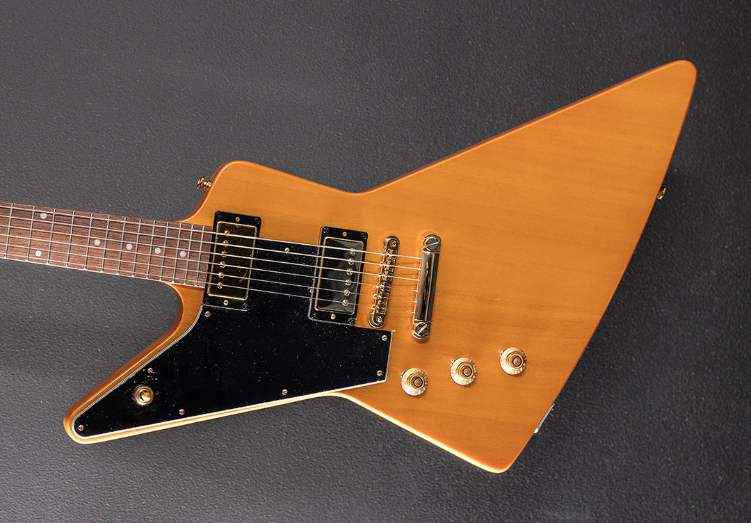 "Inspired by Gibson Custom" 1958 Korina Explorer (Black Pickguard) Left Hand - Aged Natural