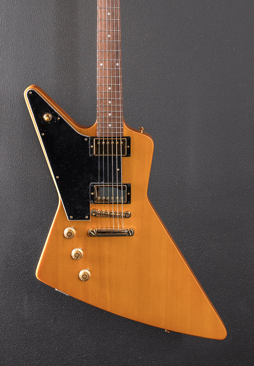 "Inspired by Gibson Custom" 1958 Korina Explorer (Black Pickguard) Left Hand - Aged Natural
