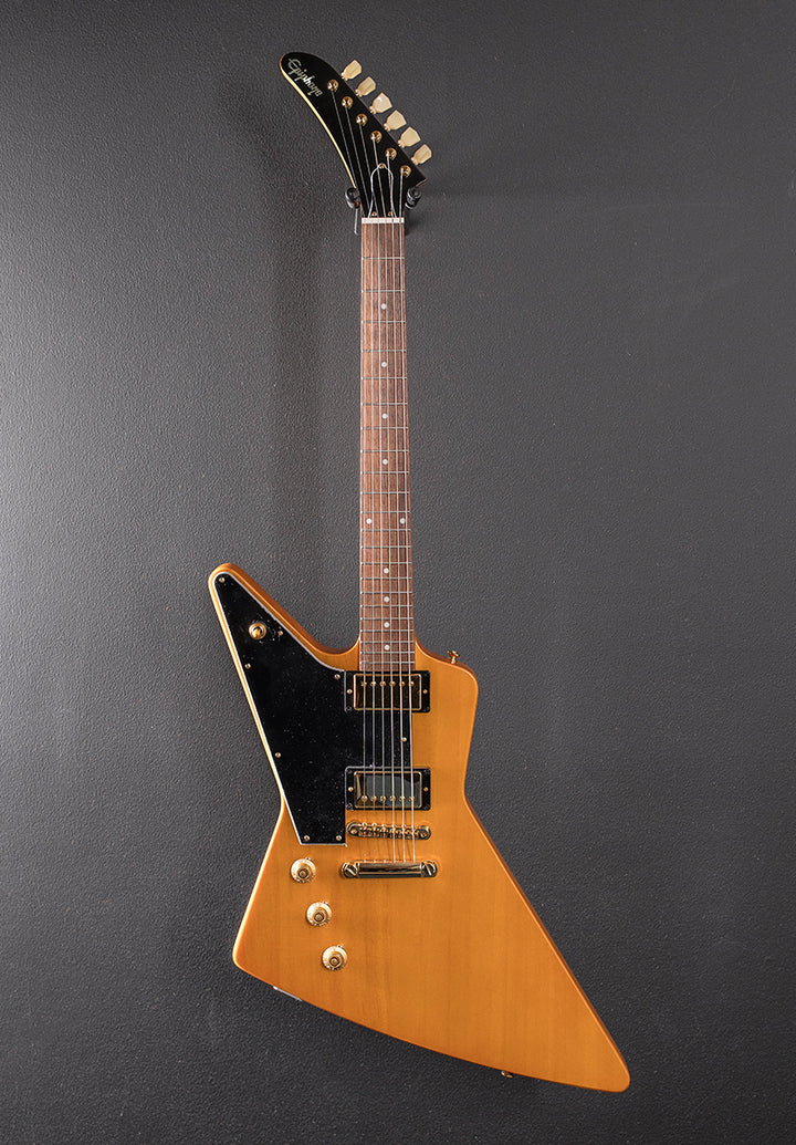 "Inspired by Gibson Custom" 1958 Korina Explorer (Black Pickguard) Left Hand - Aged Natural