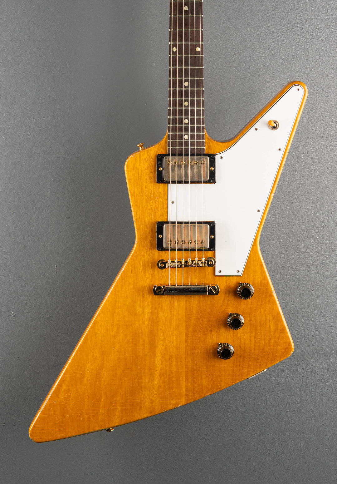 1958 Korina Explorer Reissue (White Pickguard) Heavy Aged - Antique Natural