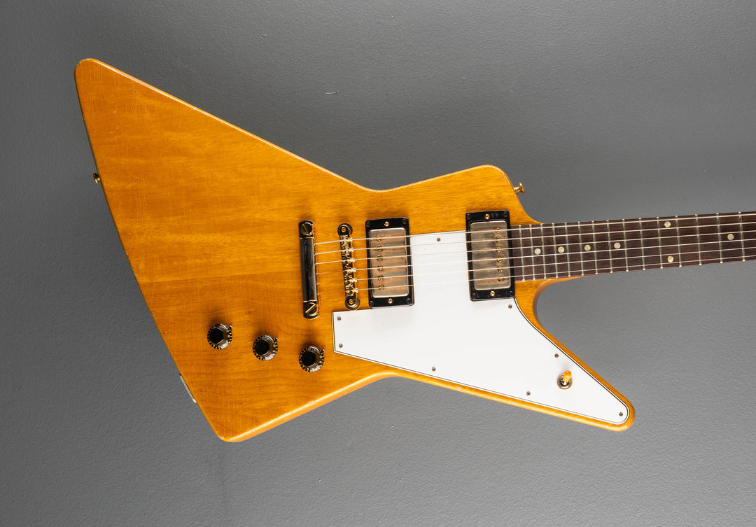 1958 Korina Explorer Reissue (White Pickguard) Heavy Aged - Antique Natural