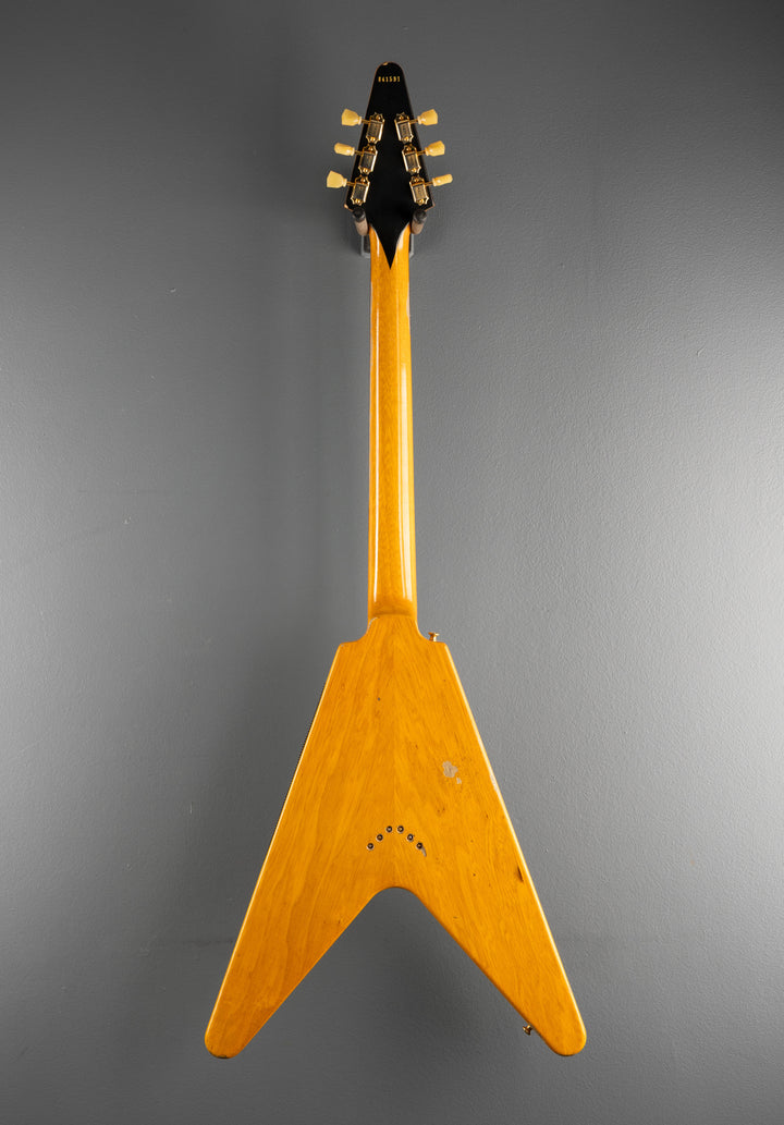 1958 Korina Flying V Reissue (White Pickguard) Heavy Aged - Antique Natural