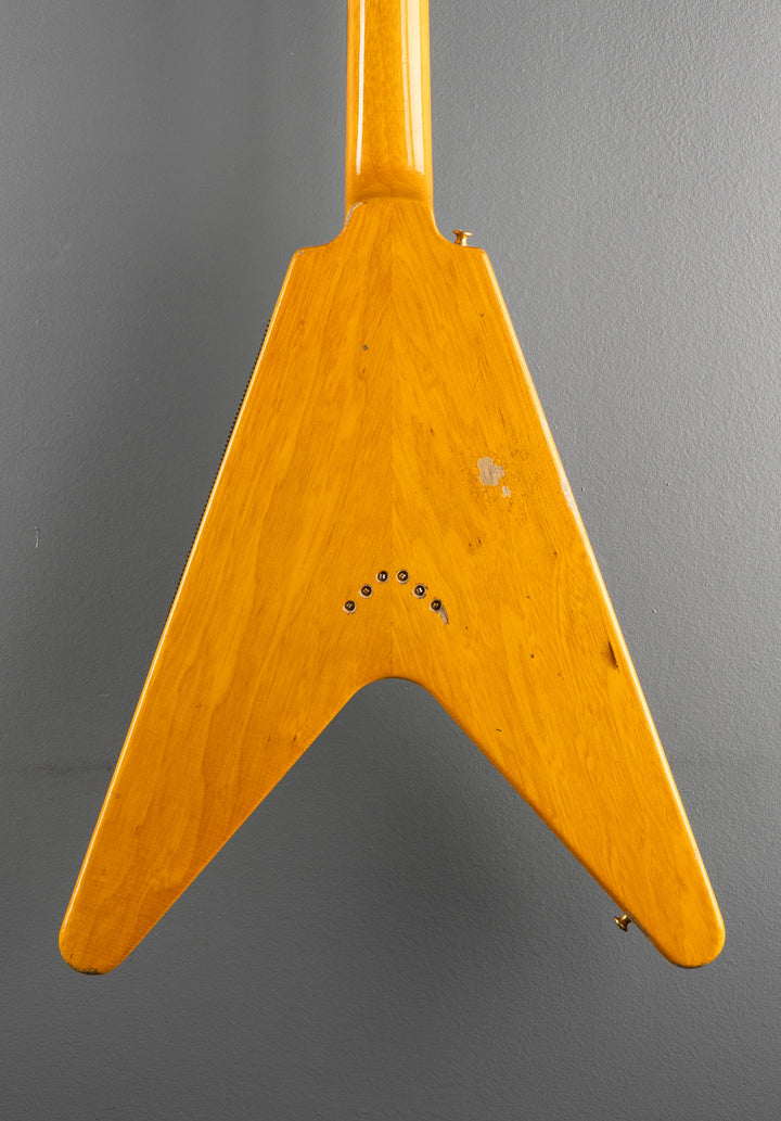 1958 Korina Flying V Reissue (White Pickguard) Heavy Aged - Antique Natural