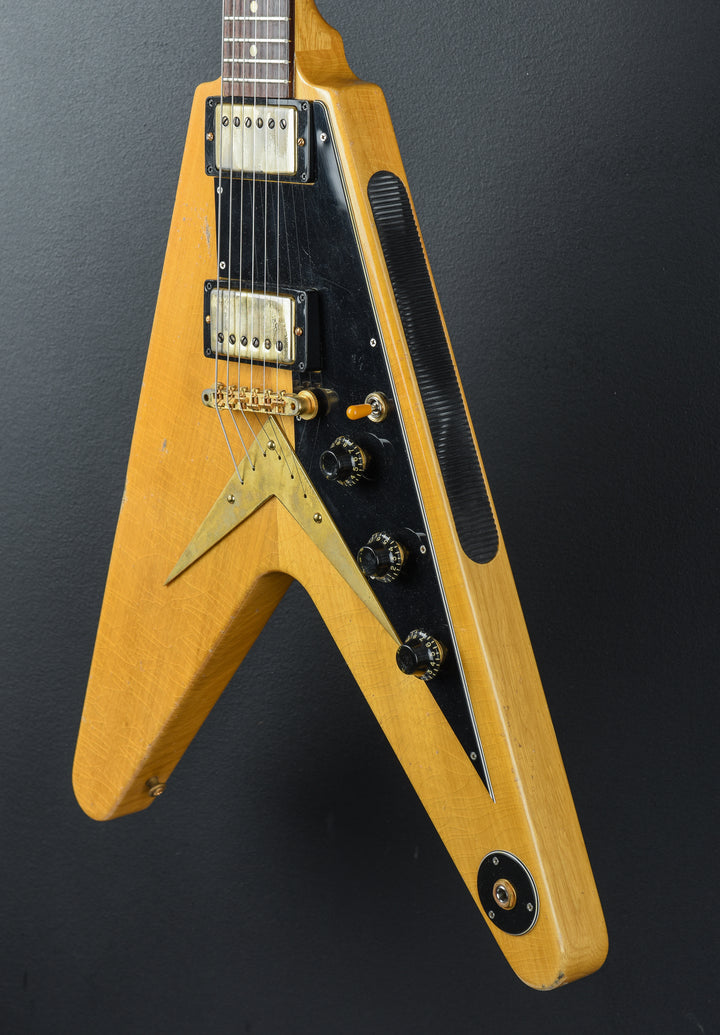 1958 Korina Flying V Reissue (Black Pickguard) Heavy Aged - Antique Natural