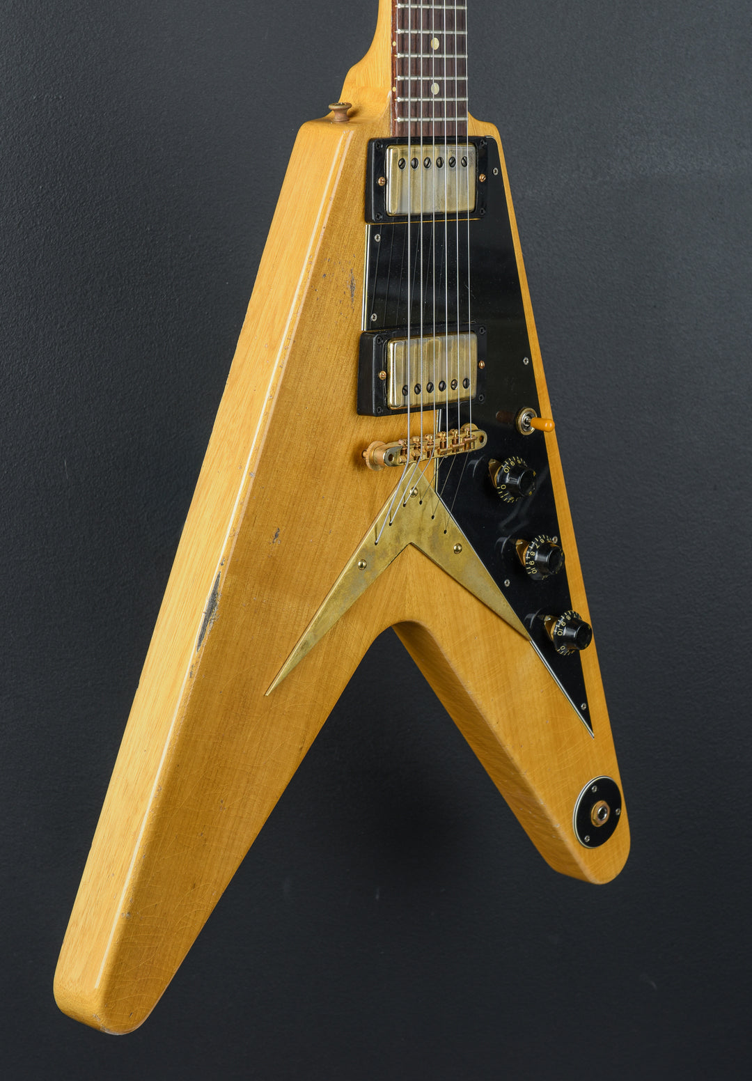1958 Korina Flying V Reissue (Black Pickguard) Heavy Aged - Antique Natural