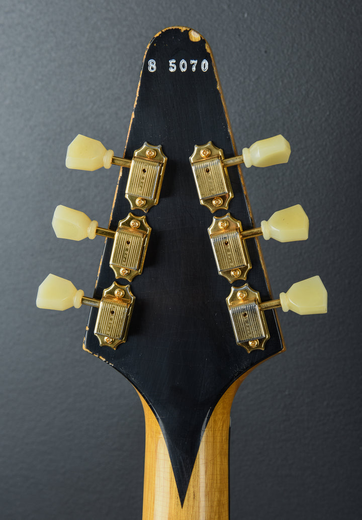 1958 Korina Flying V Reissue (Black Pickguard) Heavy Aged - Antique Natural