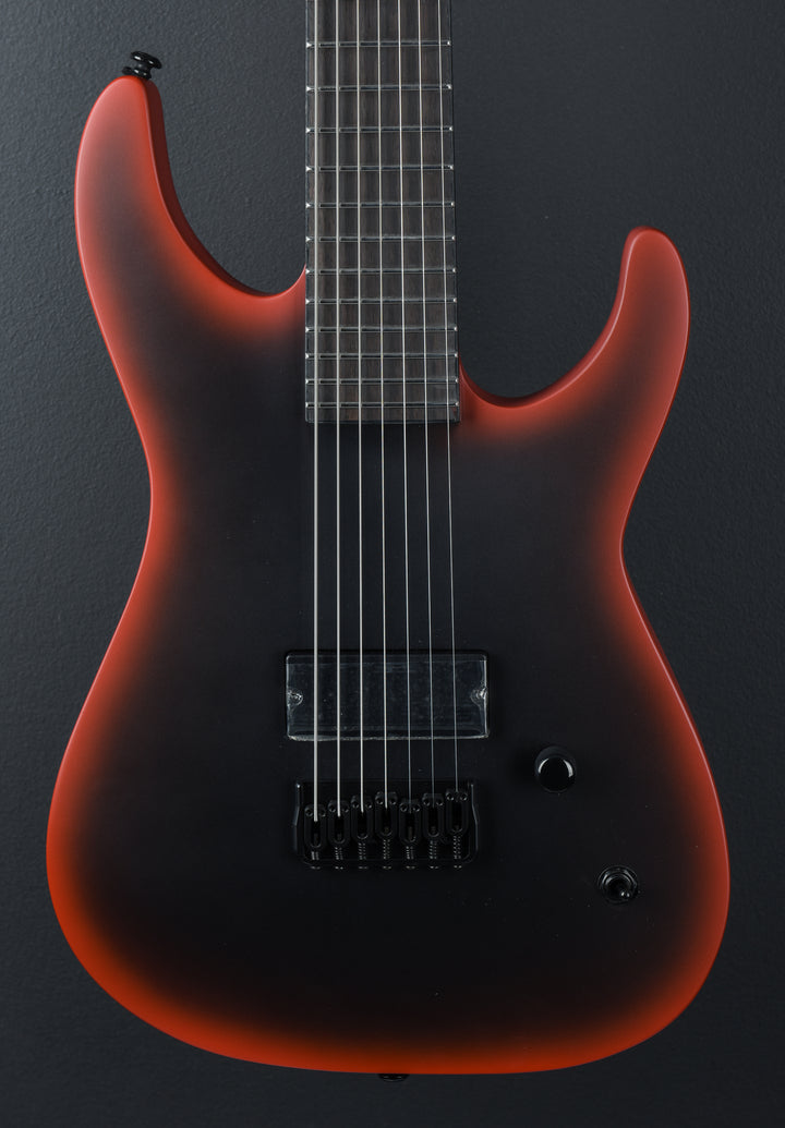 LTD M-7HT Baritone Black Metal - Black Red Burst Satin